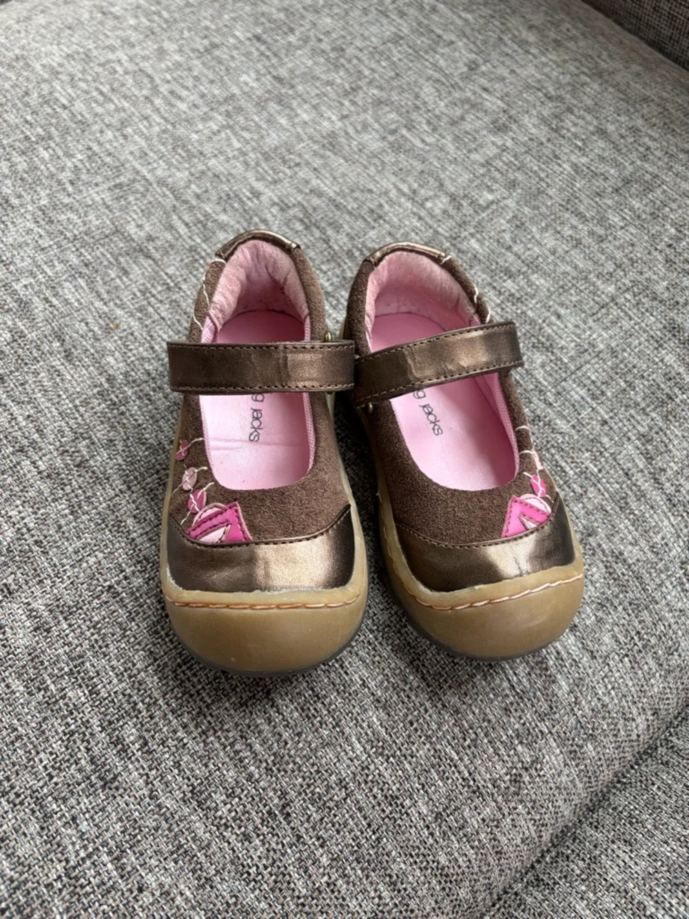 Jumping Jacks Brown Mary Jane Shoes with Pink Lining